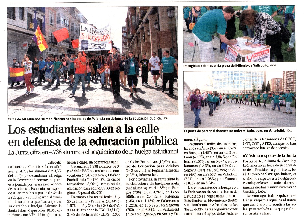Los estudiantes salen a la calle en defensa de la educación pública ...