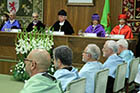 Ceremonia de investidura de Luis Mateo Diez, Víctor García de la Concha, José María Merino y José Antonio Pascual Rodríguez como Doctores Honoris Causa por la ULE