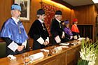 Ceremonia de investidura de Luis Mateo Diez, Víctor García de la Concha, José María Merino y José Antonio Pascual Rodríguez como Doctores Honoris Causa por la ULE