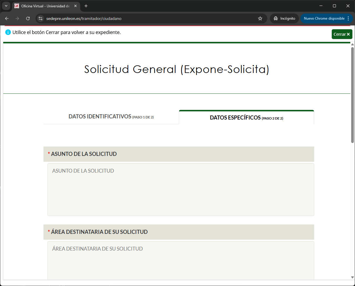Guía de Ayuda: Procedimiento Expone/Solicita - ULe
